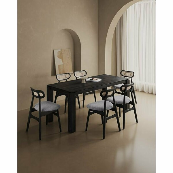 Manhattan Comfort Rockaway 70.86 Dining Set with 6 Colbert Chairs in Black and Grey 6-DT02DCCA02-GY